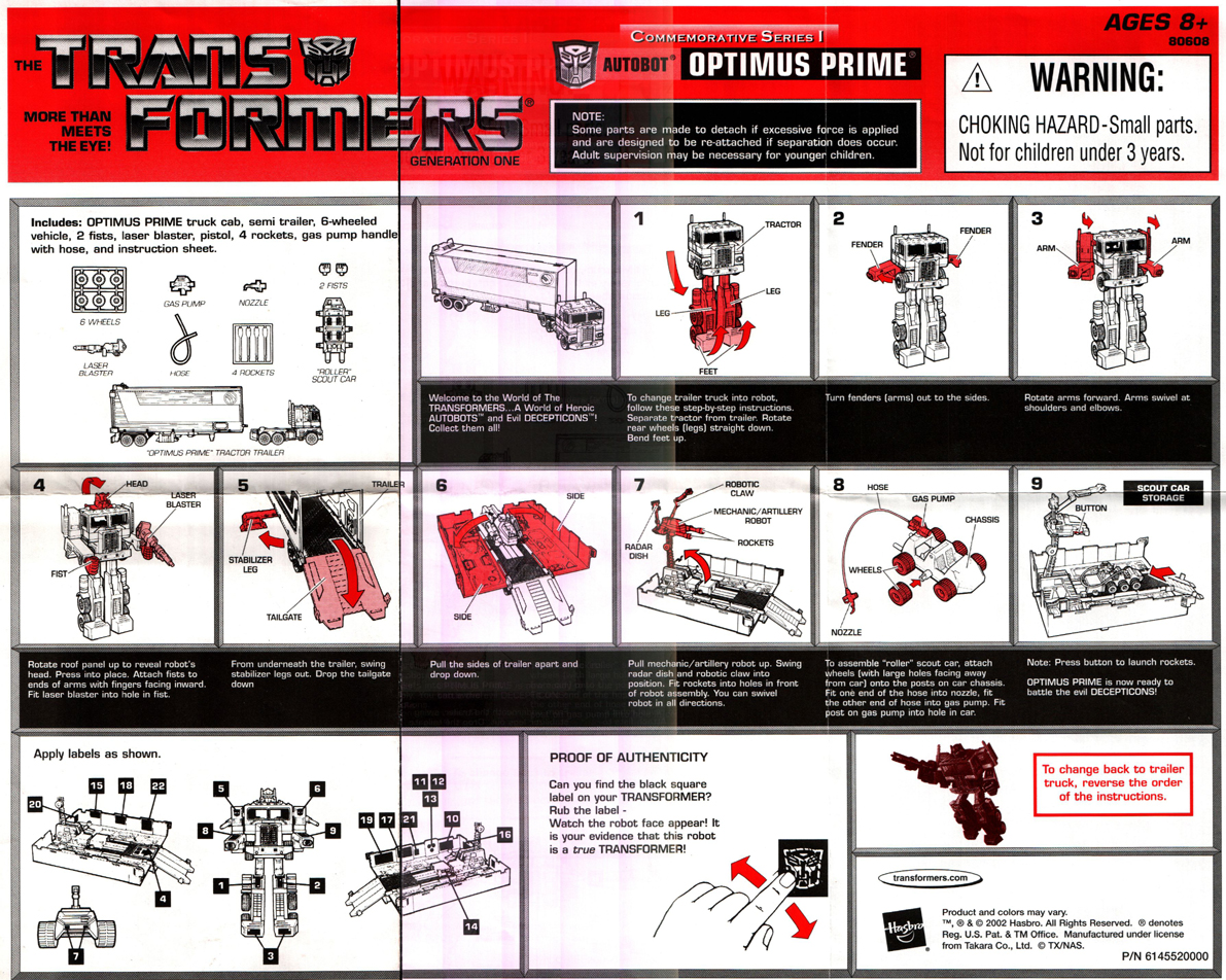 Series I Optimus Prime (Transformers, Commemorative Series (Reissue ...